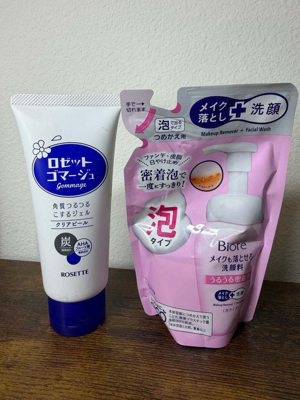 Rosette Gommage Cleansing Gel & Biore Makeup Remover Facial Wash Refill